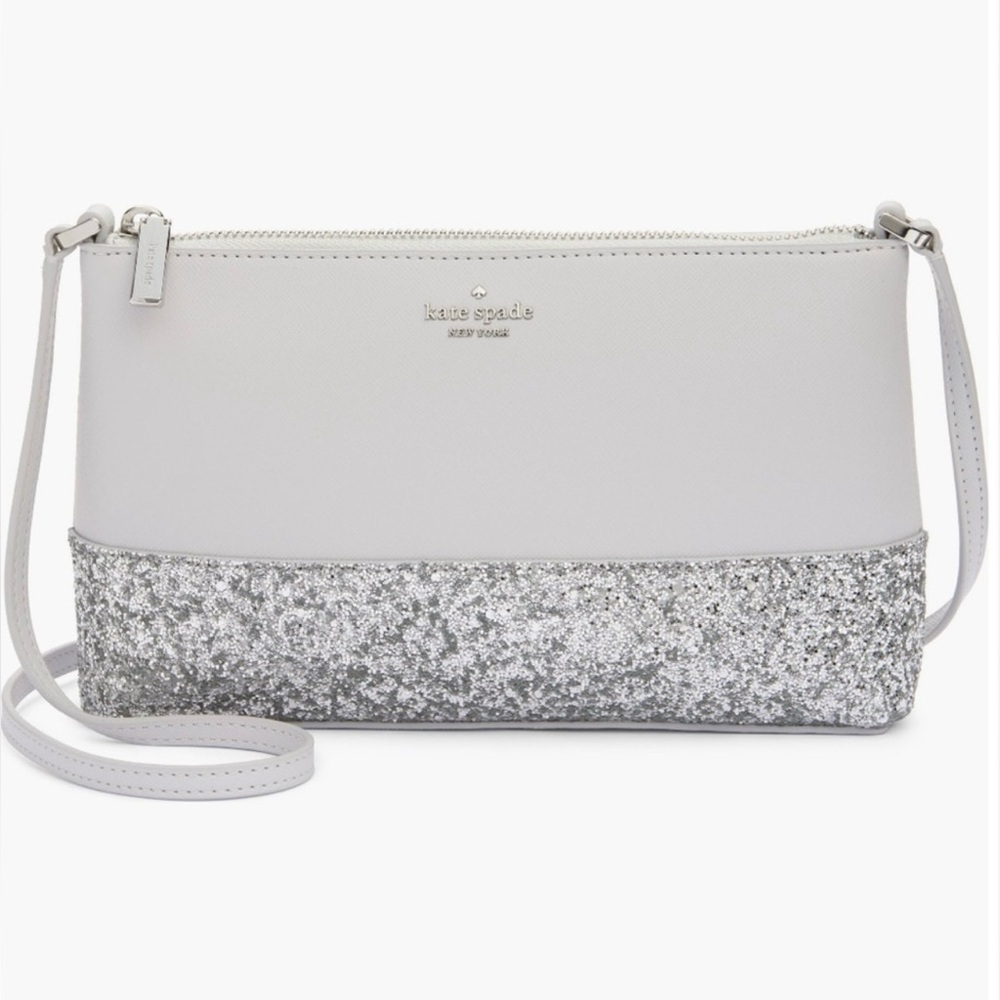 Kate Spade Glitter Flash Crossbody Gray NWT